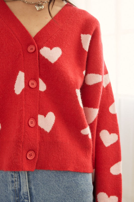 Lovely Heart Button Up Cardigan