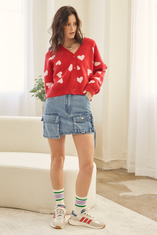 Lovely Heart Button Up Cardigan