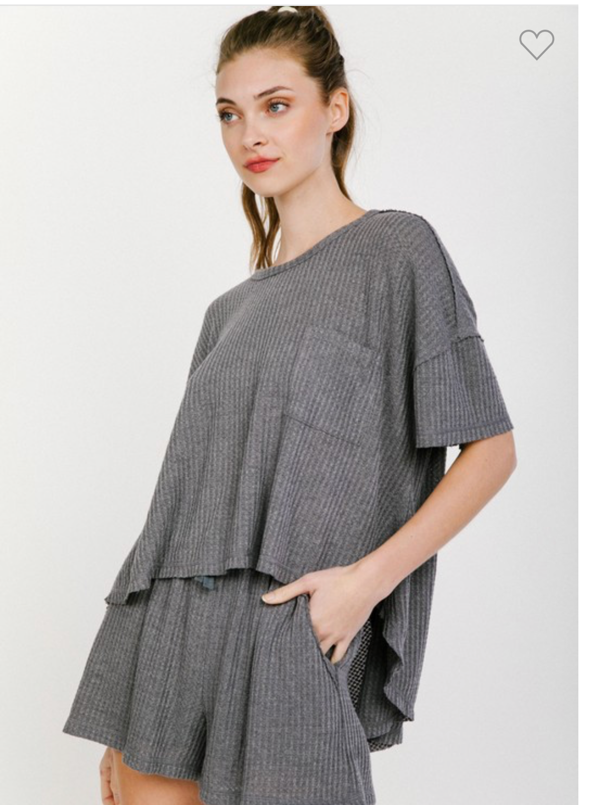 Comfy Gray Waffle Set - Loose Fit