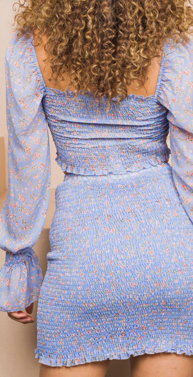 Blue Flower Skirt Small